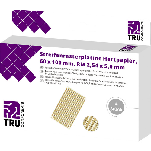 TRU COMPONENTS T1906SA041 Platine Euro Bakélite (L x l) 100 mm x 60 mm 35 µm Pas 5 mm Contenu 4 pc(s)