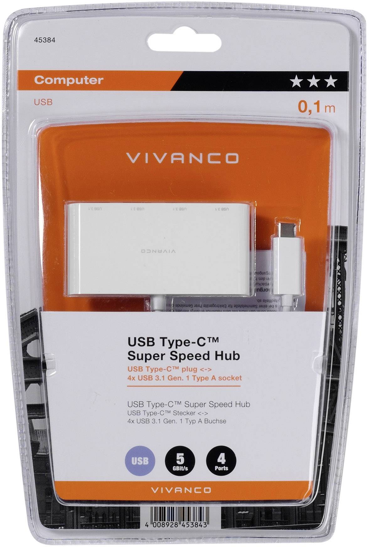 Vivanco CC UC UA4 USB 3.2 Gen 1-Hub (USB 3.0) Weiß