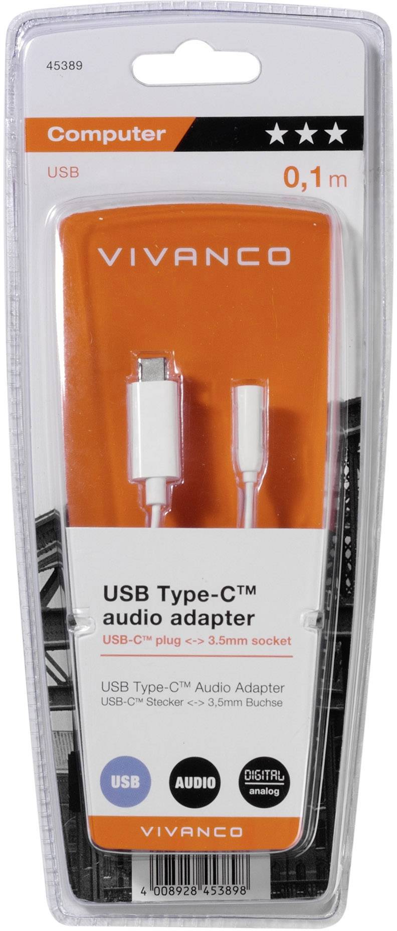 Vivanco Audio Adapter [1x USB-C® Stecker - 1x Klinkenbuchse 3.5 mm] CC UC A 1 10.00cm
