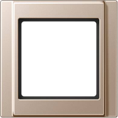 Ein quadratischer, bronzefarbener Lichtschalter-Rahmen mit abgerundeten Ecken und einer weißen Innenfläche.