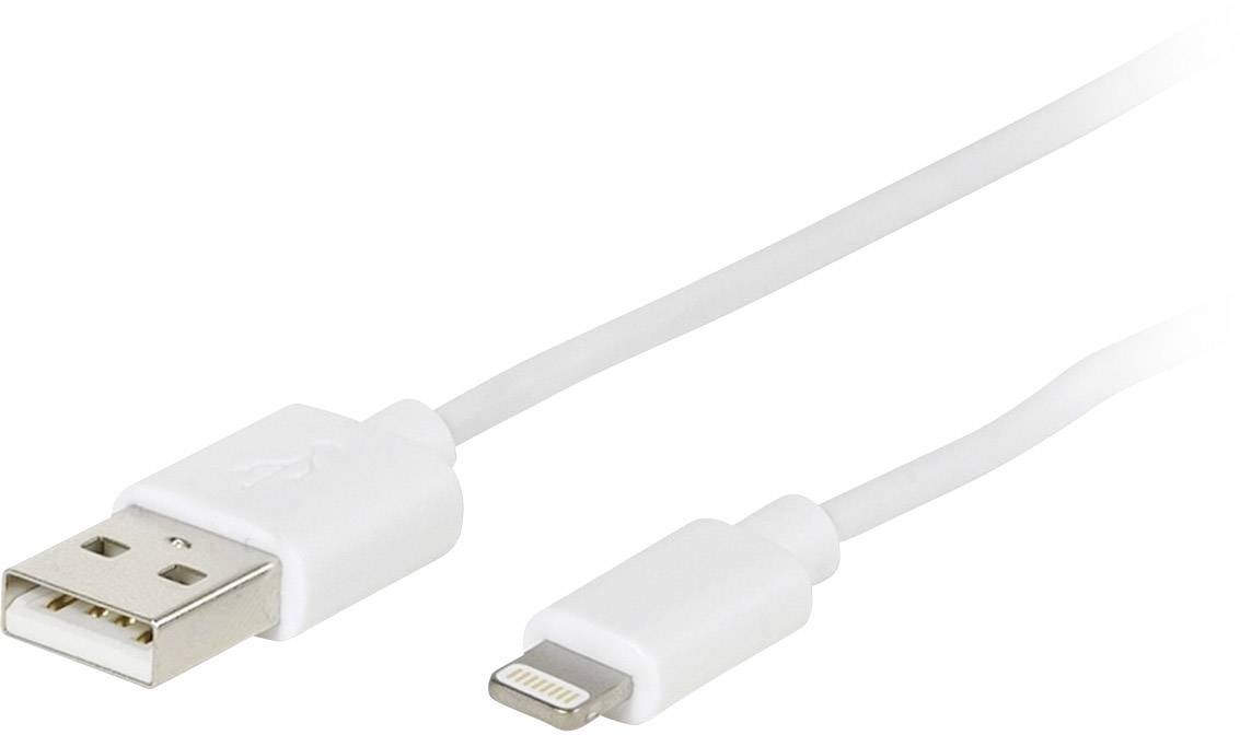 Vivanco USB-Ladekabel USB 2.0 USB-A Stecker, Apple Lightning Stecker 1.20 m Weiß beidseitig verwendbarer Stecker 60018
