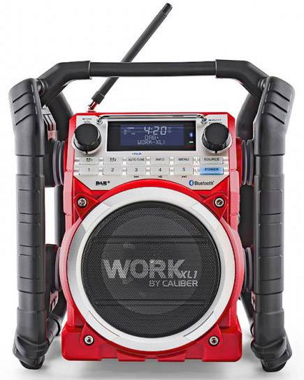 Caliber WORKXL1 Baustellenradio DAB+, UKW AUX, Bluetooth® Akku-Ladefunktion, wasserdicht, stoßfest, staubdicht Schwarz, Rot