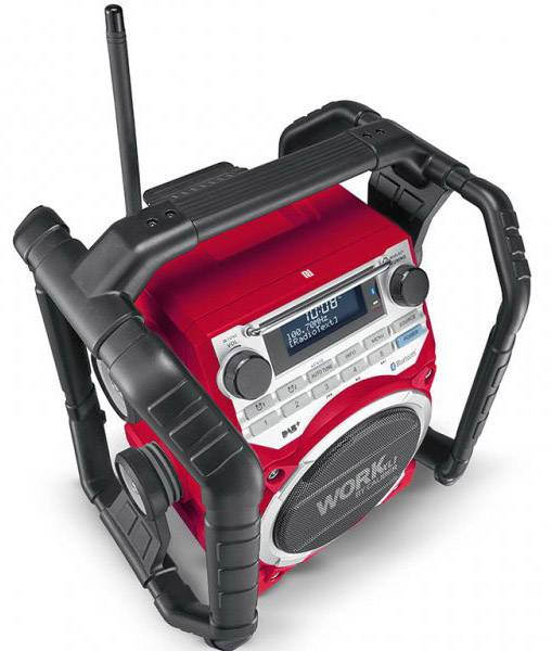 Caliber WORKXL1 Baustellenradio DAB+, UKW AUX, Bluetooth® Akku-Ladefunktion, wasserdicht, stoßfest, staubdicht Schwarz, Rot