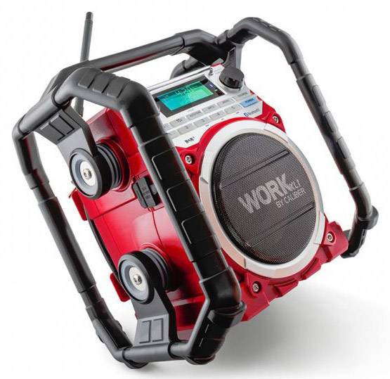 Caliber WORKXL1 Baustellenradio DAB+, UKW AUX, Bluetooth® Akku-Ladefunktion, wasserdicht, stoßfest, staubdicht Schwarz, Rot