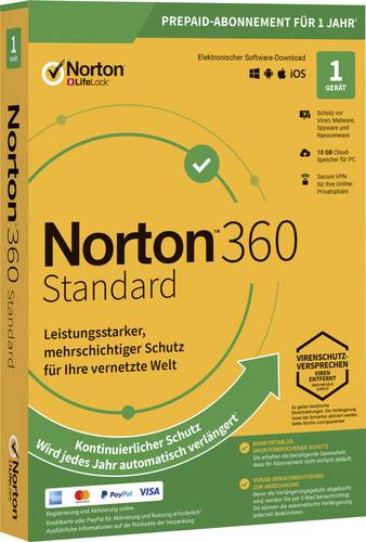 Norton Life Lock 360 STANDARD 10GB GE 1 USER 1 DEVICE 12MO Jahreslizenz, 1 Lizenz Windows, Mac, Andr
