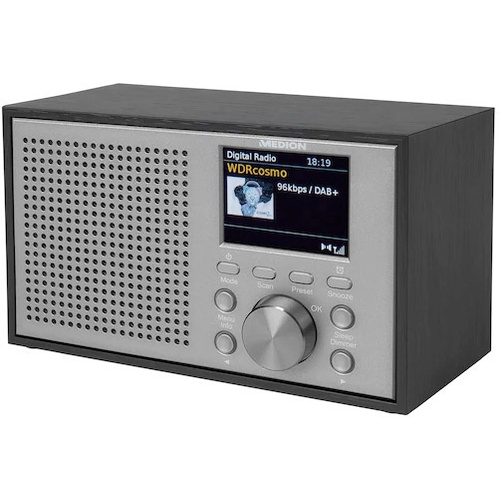 Medion Life P66099 Tischradio DAB+, UKW Bluetooth® Silber, Schwarz