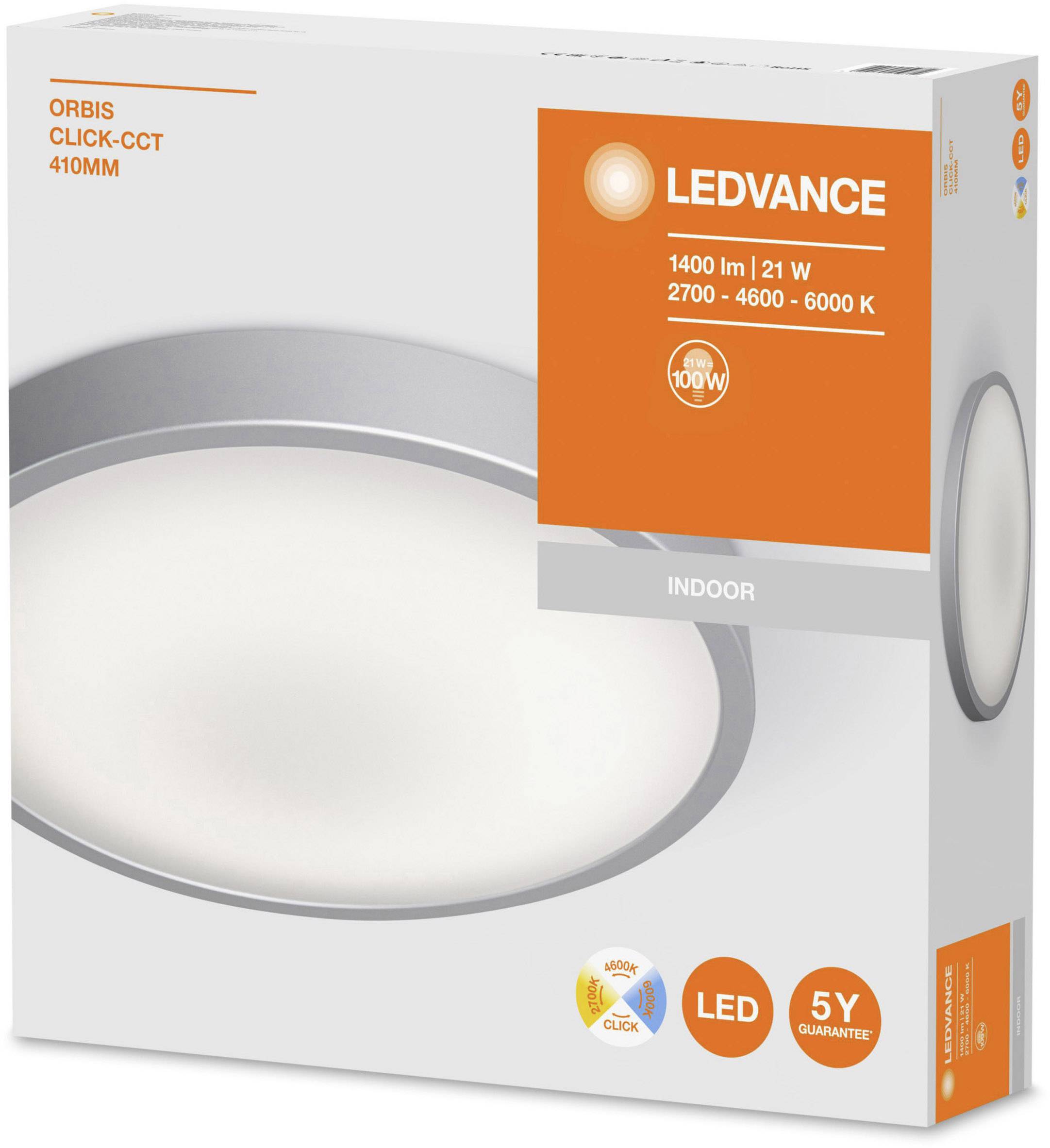 LEDVANCE ORBIS CCT / DIM L 4058075259812 LED-Deckenleuchte Weiß 21 W Warmweiß, Neutralweiß, Tageslichtweiß Leuchtfarbe einstellbar, Dimmbar über