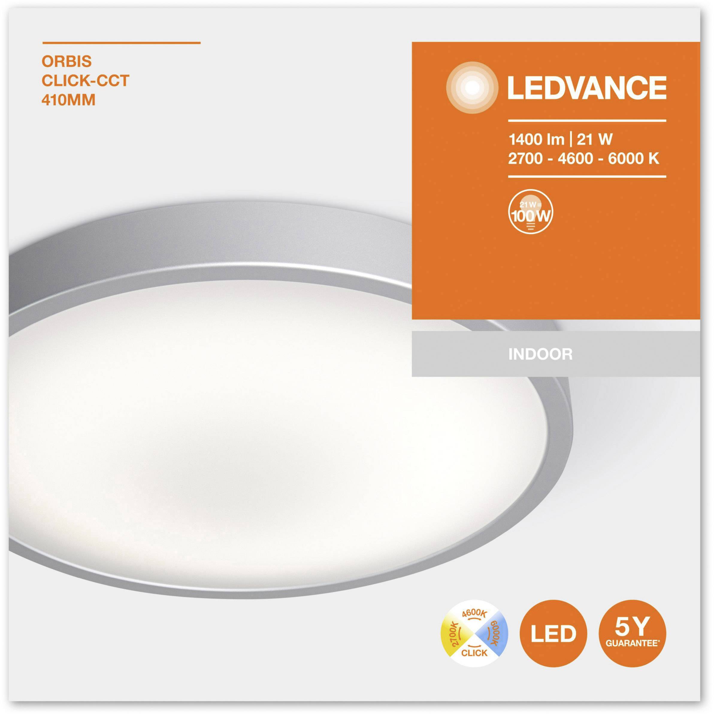 LEDVANCE ORBIS CCT / DIM L 4058075259812 LED-Deckenleuchte Weiß 21 W Warmweiß, Neutralweiß, Tageslichtweiß Leuchtfarbe einstellbar, Dimmbar über