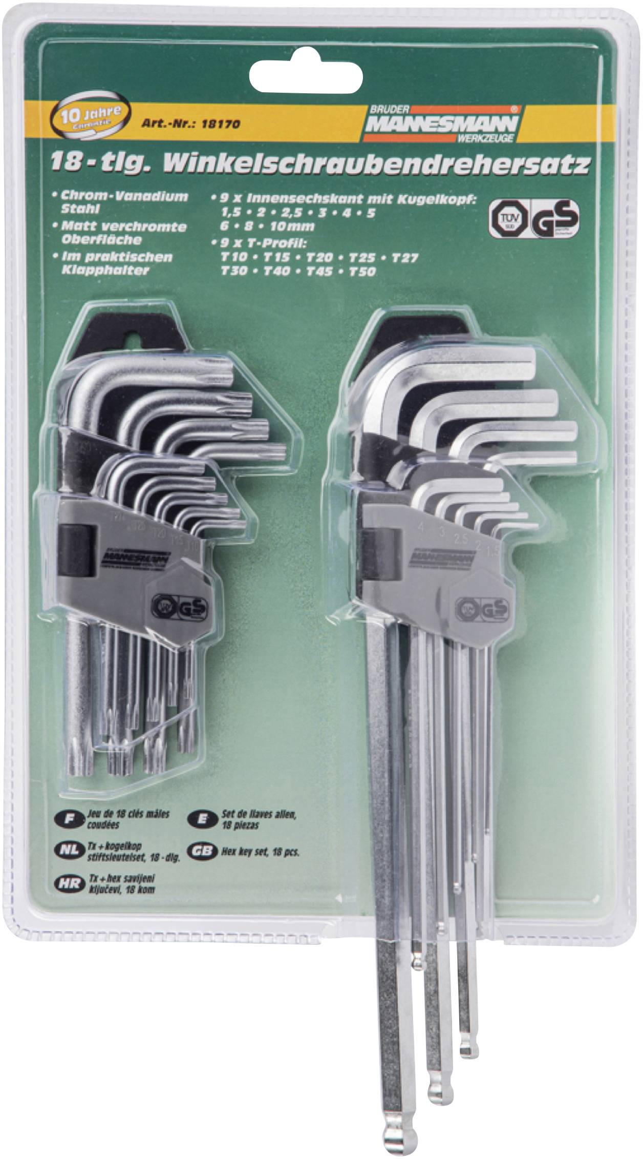 Brüder Mannesmann Winkelschraubendreher-Set 18teilig