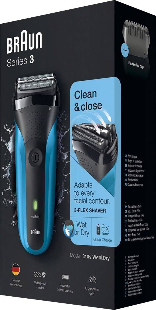 Braun Folienrasierer Series 3 310TS Blau inkl. Reise-Etui
