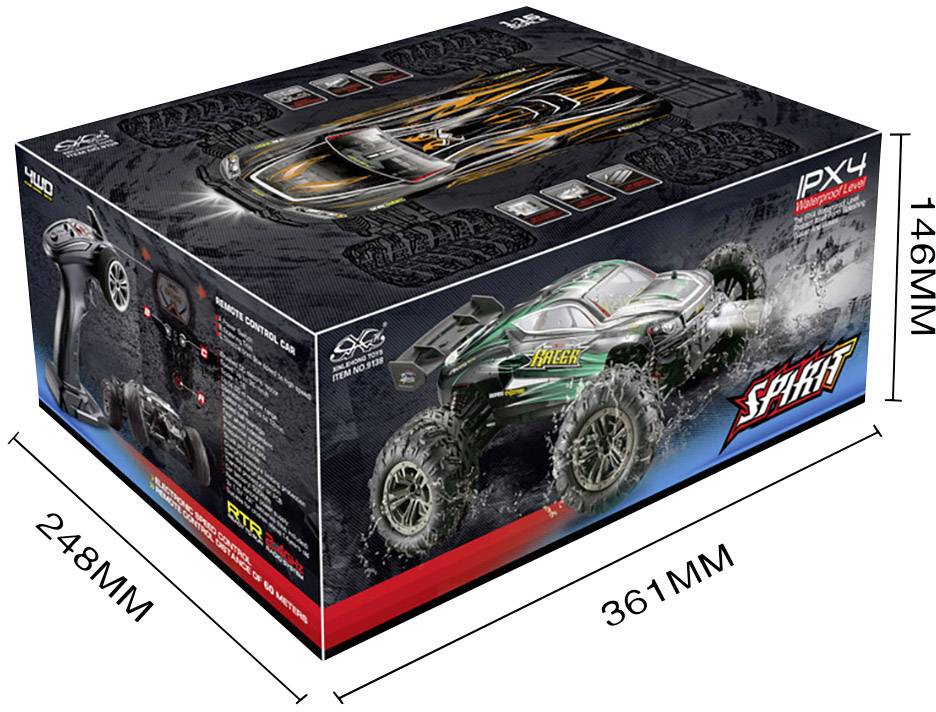 Absima Racer Schwarz, Grün Brushed 1:16 RC Modellauto Elektro Truggy Allradantrieb (4WD) RtR 2,4 GHz inkl. Akku und Ladekabel