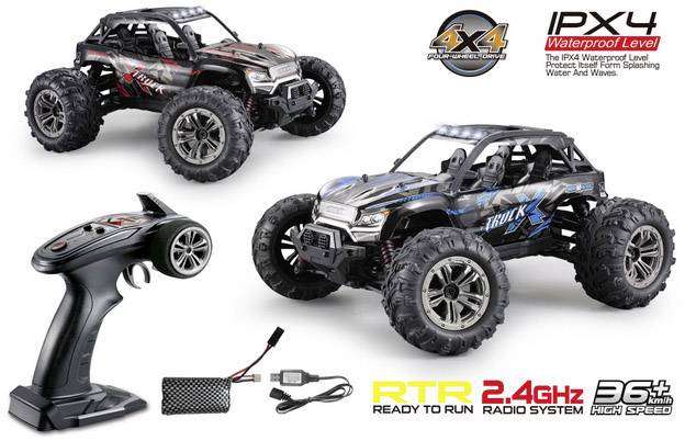 Absima X Truck Schwarz, Rot Brushed 1:16 RC Modellauto Elektro Buggy Allradantrieb (4WD) RtR 2,4 GHz inkl. Akku und Ladekabel