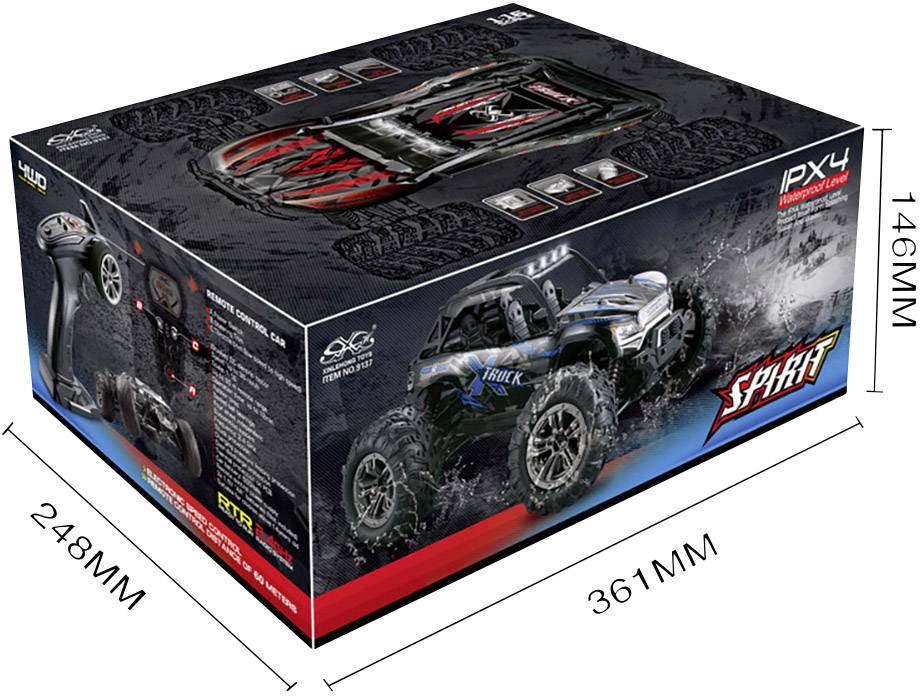 Absima X Truck Schwarz, Blau Brushed 1:16 RC Modellauto Elektro Buggy Allradantrieb (4WD) RtR 2,4GHz inkl. Akku und Ladekabel