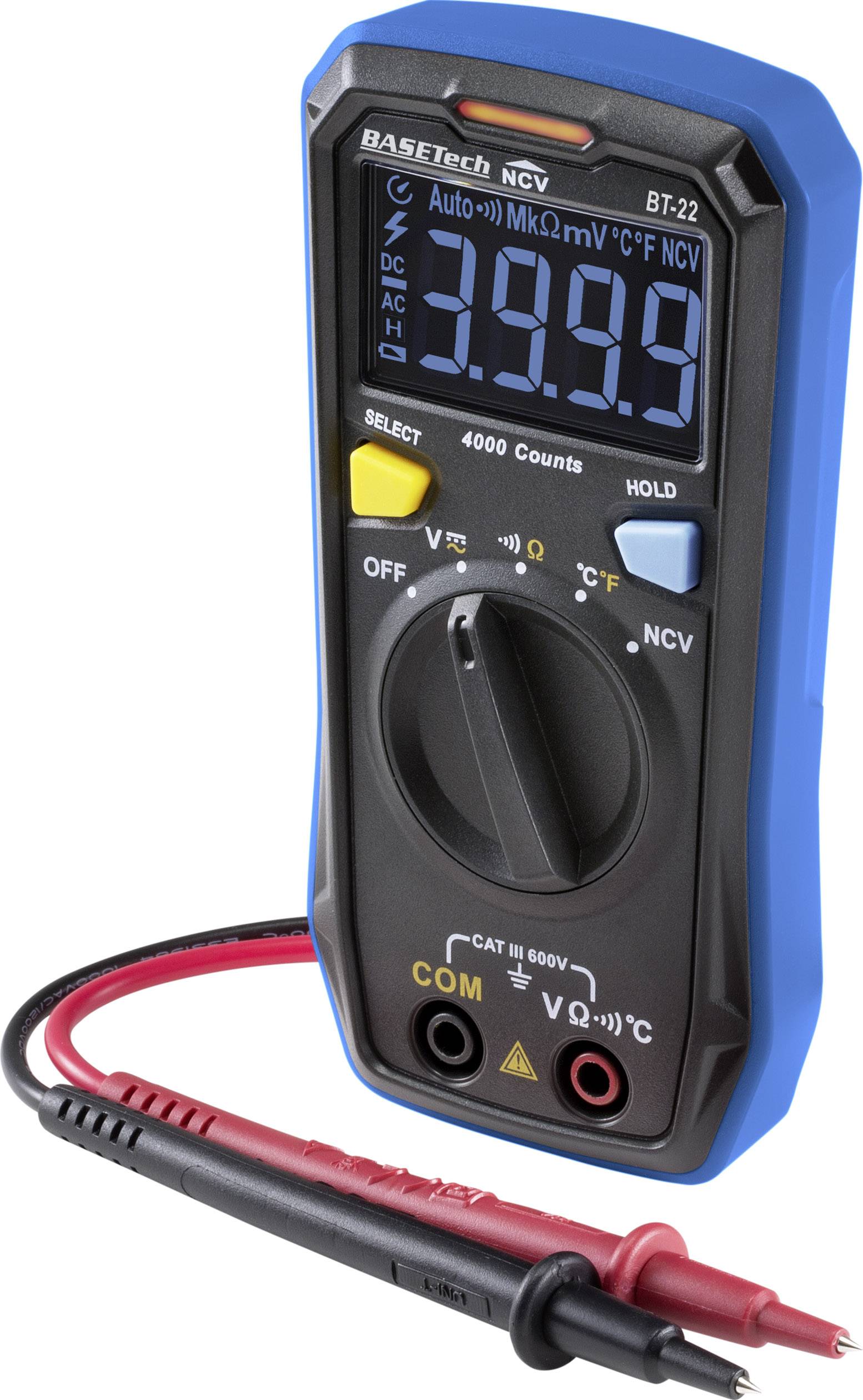Basetech BT-22 Hand-Multimeter digital CAT III 600V Anzeige (Counts): 4000