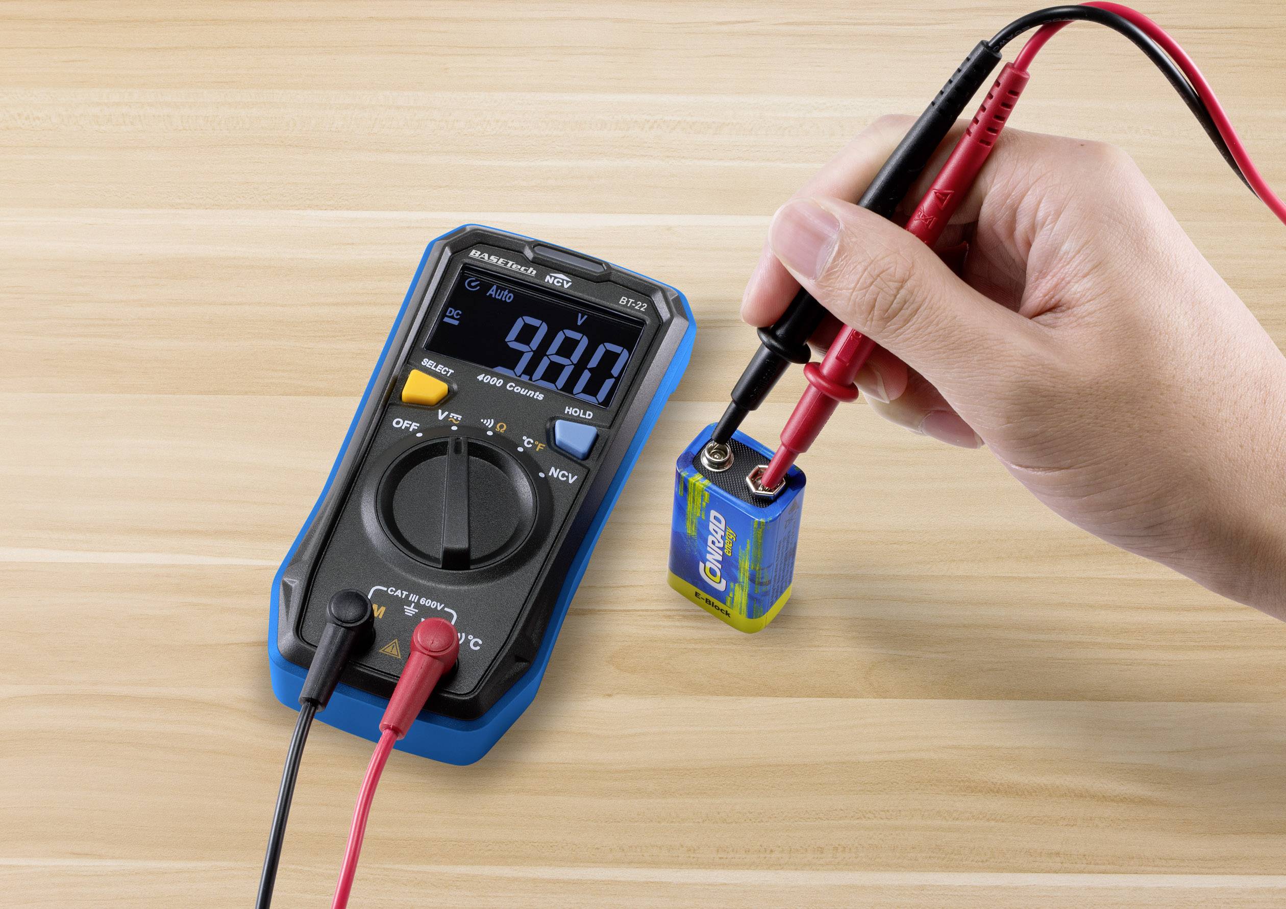 Basetech BT-22 Hand-Multimeter digital CAT III 600V Anzeige (Counts): 4000