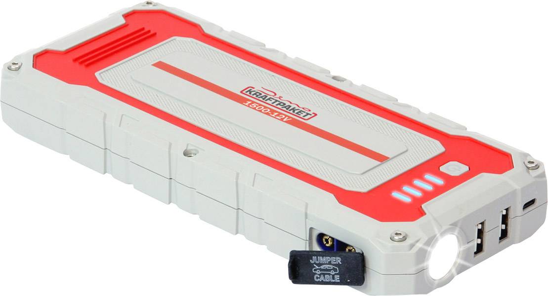 Dino KRAFTPAKET Schnellstartsystem 12V 1500A 62.9Wh 136150 Starthilfestrom (12 V)=500A Arbeitsleuchte, Elektronikschutz