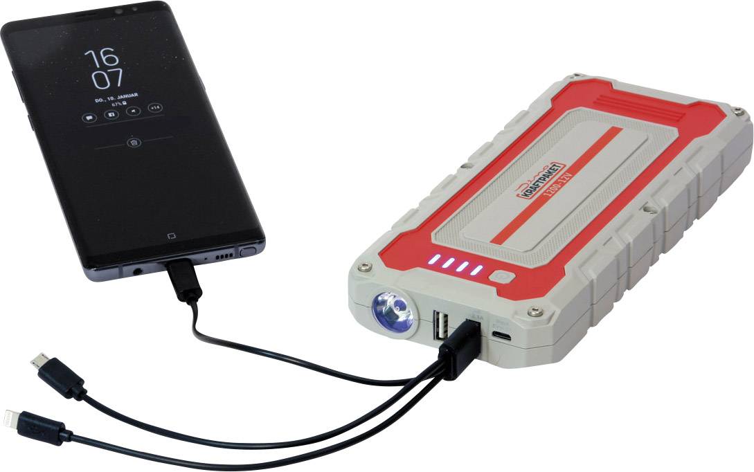 Dino KRAFTPAKET Schnellstartsystem 12V 1500A 62.9Wh 136150 Starthilfestrom (12 V)=500A Arbeitsleuchte, Elektronikschutz