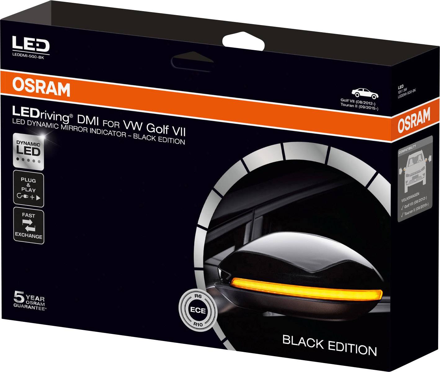 Osram Automotive LEDDMI 5G0 BK S LEDriving® Black Edition Spiegelblinker, Blinker Volkswagen Volkswagen Golf 7, Volkswagen Touran