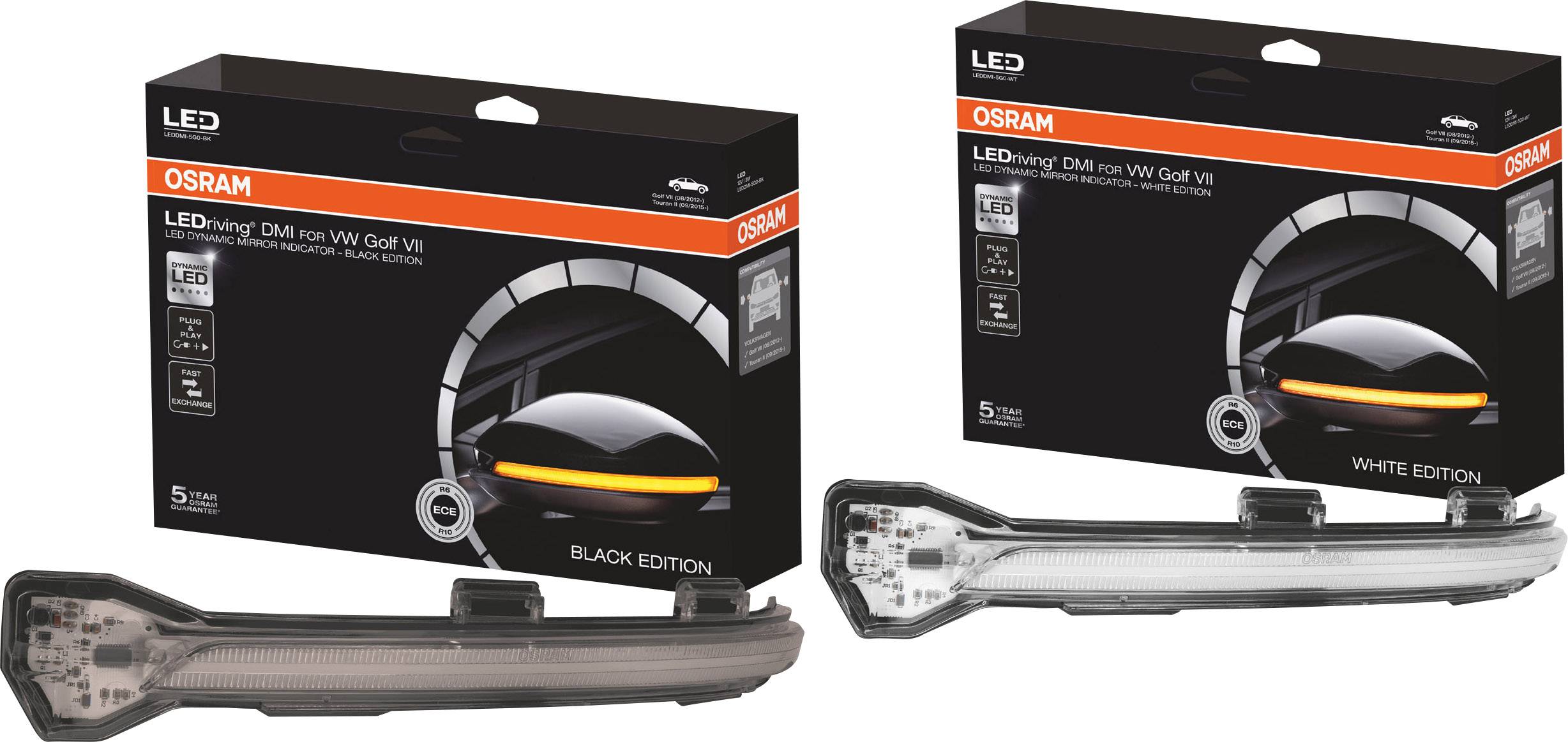 Osram Automotive LEDDMI 5G0 BK S LEDriving® Black Edition Spiegelblinker, Blinker Volkswagen Volkswagen Golf 7, Volkswagen Touran