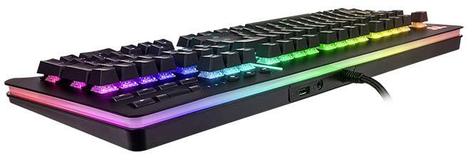 Thermaltake LEVEL 20 RGB USB Gaming-Tastatur Deutsch, QWERTZ Schwarz Beleuchtet, Audio-Anschluss, USB-Anschluss