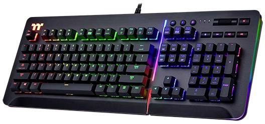 Thermaltake LEVEL 20 RGB USB Gaming-Tastatur Deutsch, QWERTZ Schwarz Beleuchtet, Audio-Anschluss, USB-Anschluss