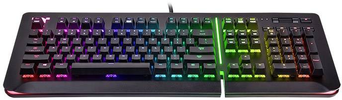 Thermaltake LEVEL 20 RGB USB Gaming-Tastatur Deutsch, QWERTZ Schwarz Beleuchtet, Audio-Anschluss, USB-Anschluss