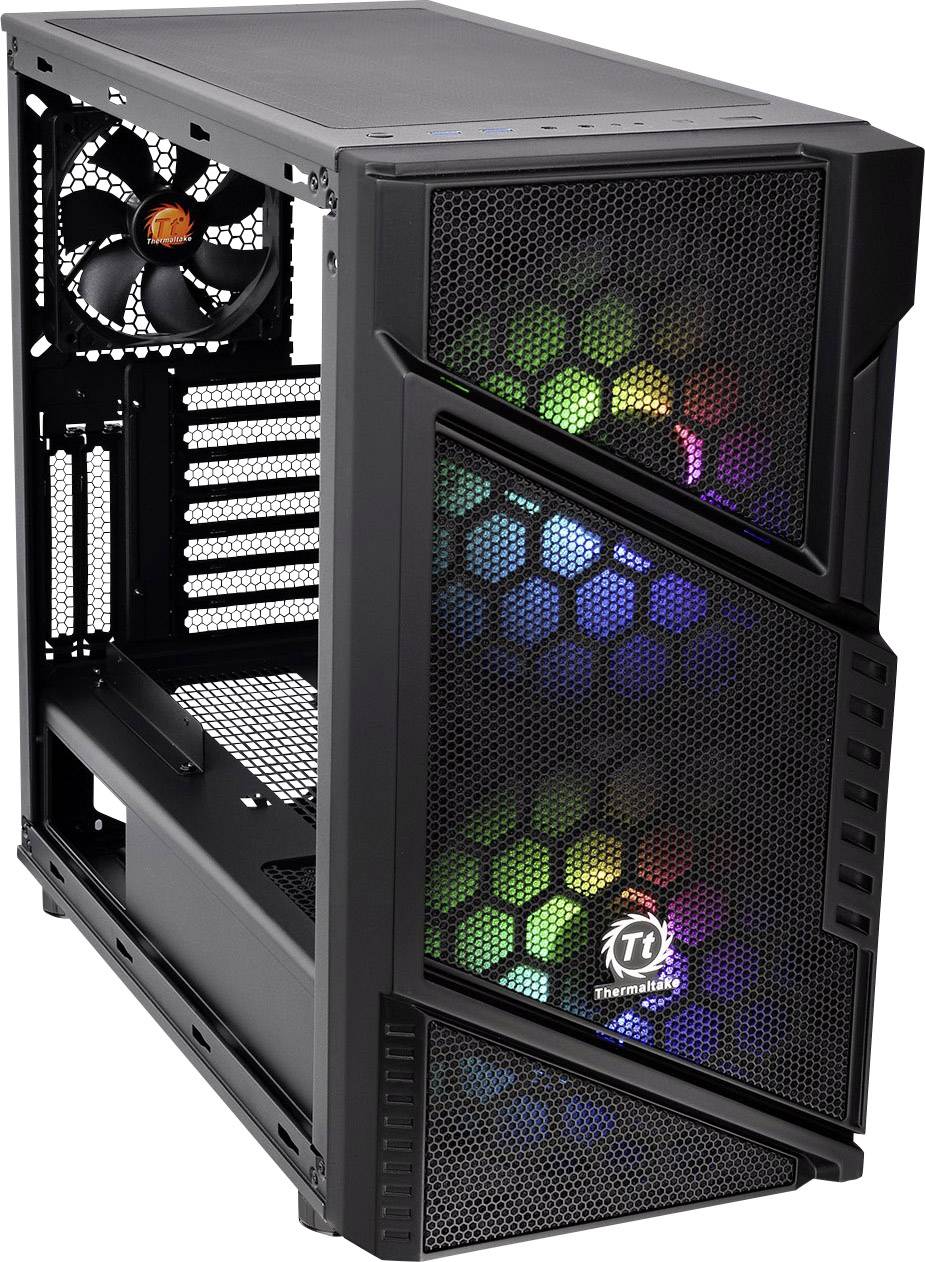 Thermaltake Commander C31 TG Midi-Tower PC-Gehäuse, Gaming-Gehäuse Schwarz 2 Vorinstallierte LED Lüfter, 1 vorinstallierte