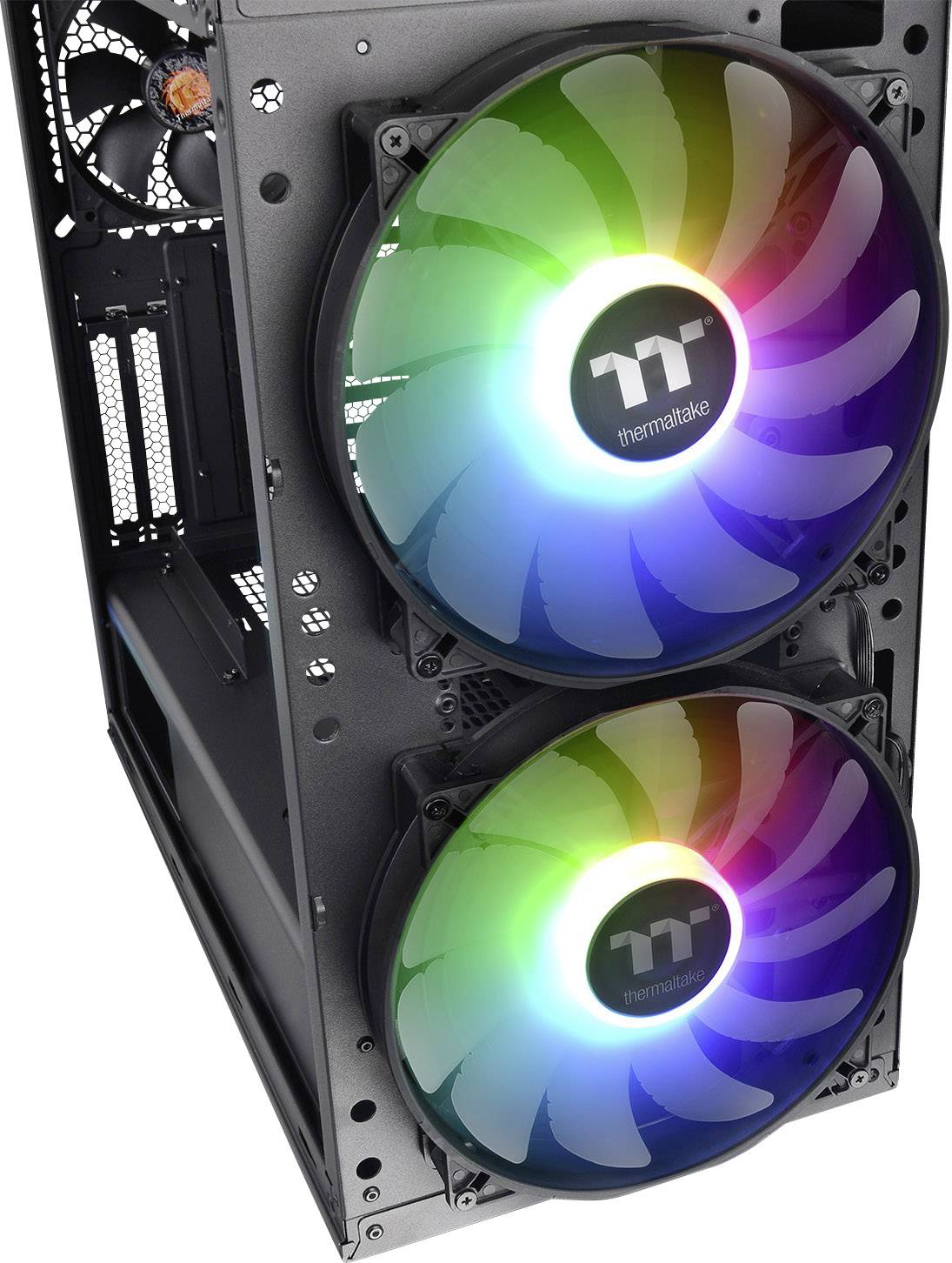 Thermaltake Commander C31 TG Midi-Tower PC-Gehäuse, Gaming-Gehäuse Schwarz 2 Vorinstallierte LED Lüfter, 1 vorinstallierte