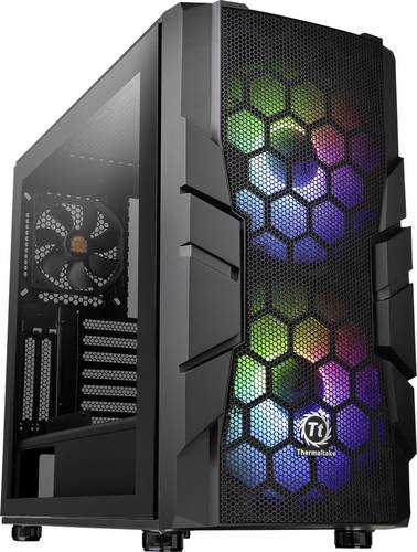 Thermaltake Commander C33 TG Midi-Tower PC-Gehäuse, Gaming-Gehäuse Schwarz 2 Vorinstallierte LED L