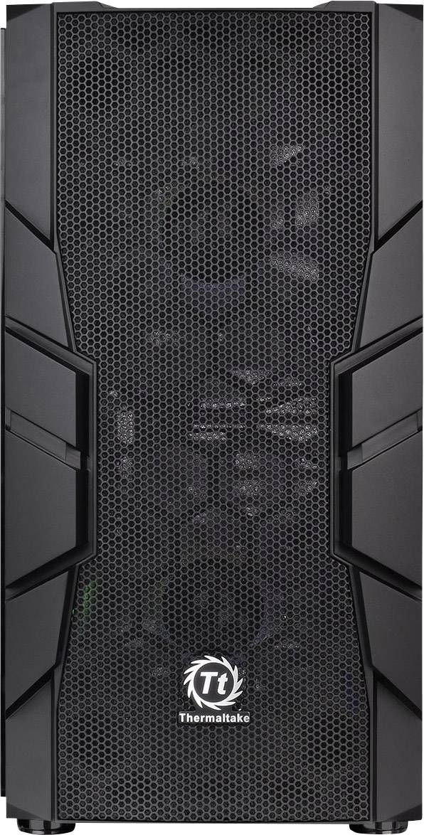 Thermaltake Commander C33 TG Midi-Tower PC-Gehäuse, Gaming-Gehäuse Schwarz 2 Vorinstallierte LED Lüfter, 1 vorinstallierte