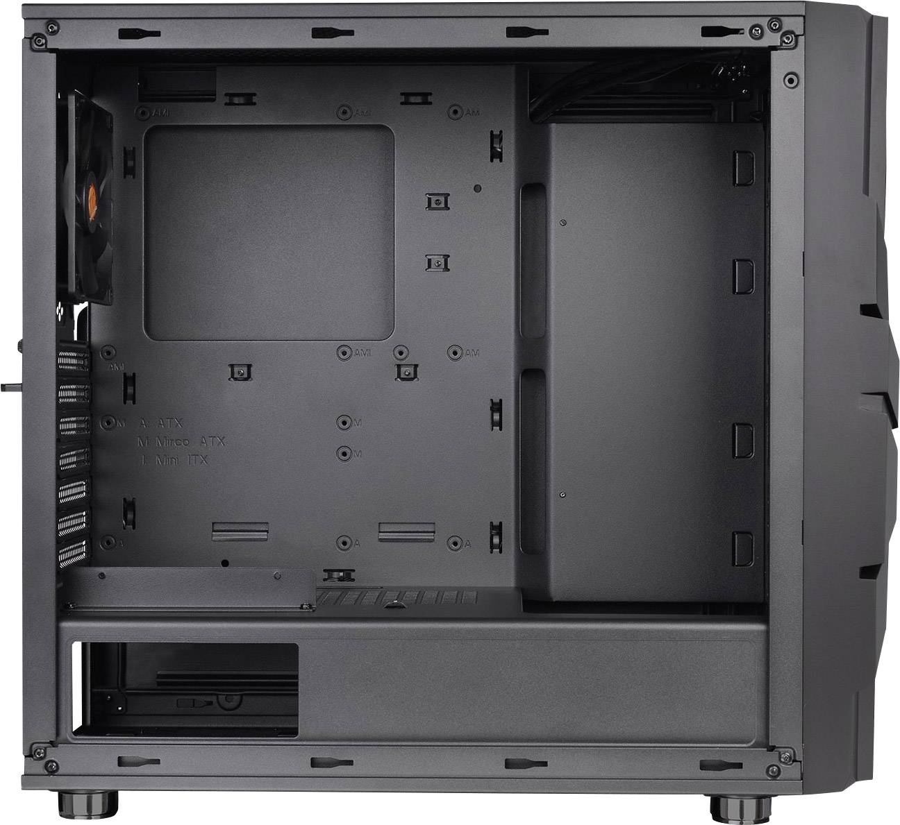 Thermaltake Commander C33 TG Midi-Tower PC-Gehäuse, Gaming-Gehäuse Schwarz 2 Vorinstallierte LED Lüfter, 1 vorinstallierte