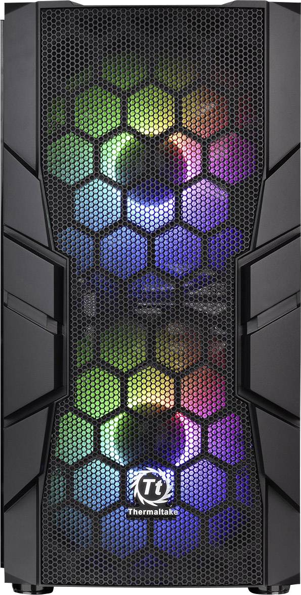 Thermaltake Commander C33 TG Midi-Tower PC-Gehäuse, Gaming-Gehäuse Schwarz 2 Vorinstallierte LED Lüfter, 1 vorinstallierte