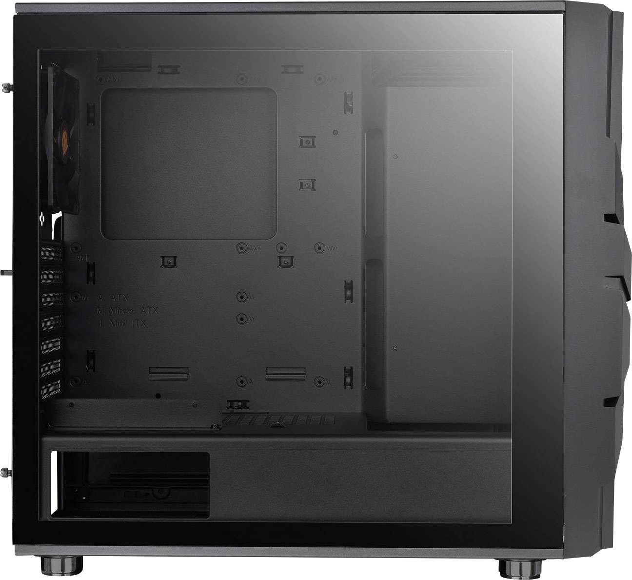 Thermaltake Commander C33 TG Midi-Tower PC-Gehäuse, Gaming-Gehäuse Schwarz 2 Vorinstallierte LED Lüfter, 1 vorinstallierte