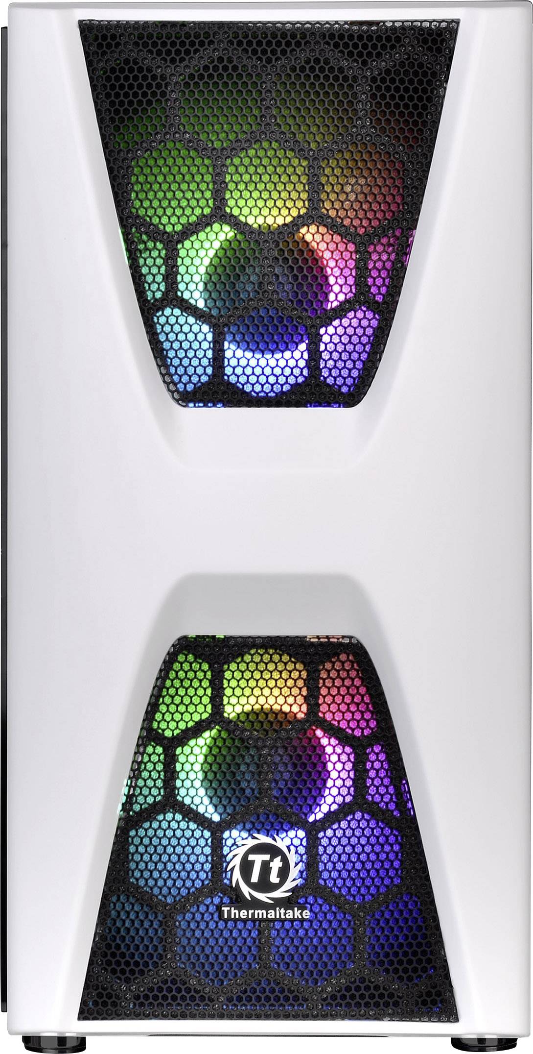 Thermaltake COMMANDER C34 TG Midi-Tower PC-Gehäuse, Gaming-Gehäuse Weiß, Schwarz 2 Vorinstallierte LED Lüfter, 1 vorinstallierter