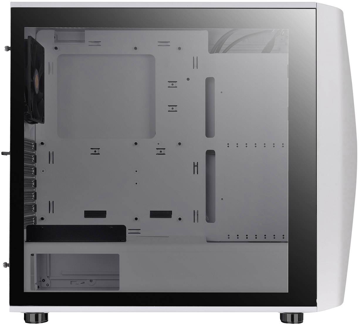 Thermaltake COMMANDER C34 TG Midi-Tower PC-Gehäuse, Gaming-Gehäuse Weiß, Schwarz 2 Vorinstallierte LED Lüfter, 1 vorinstallierter