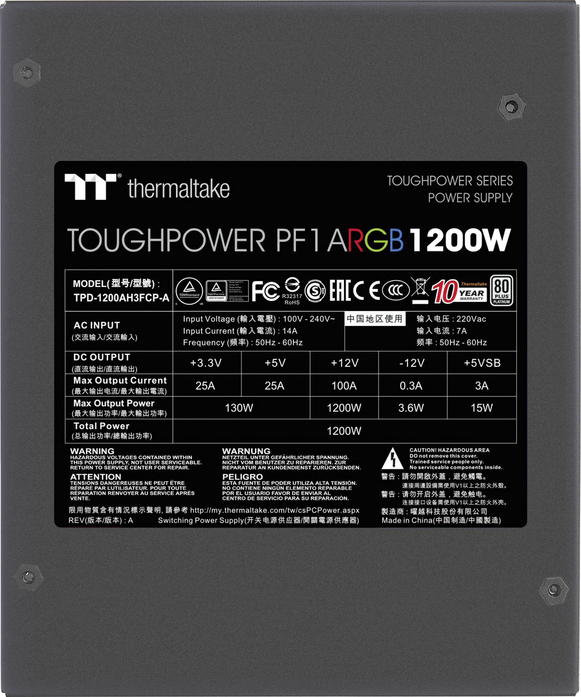Thermaltake Toughpower PF1 ARGB PC Netzteil 1200 W ATX 80PLUS® Platinum