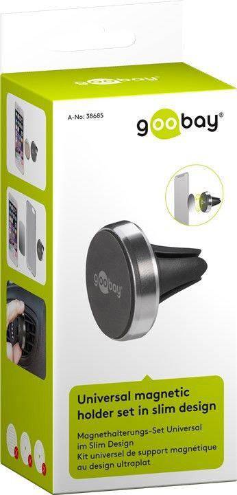 Goobay Magnethalterungs-Set Universal im Slim Design Lüftungsgitter Handy-Kfz-Halterung Magnetbefestigung