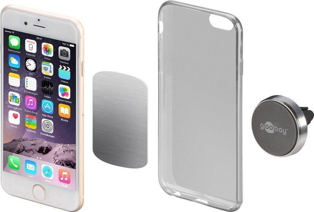 Goobay Magnethalterungs-Set Universal im Slim Design Lüftungsgitter Handy-Kfz-Halterung Magnetbefestigung