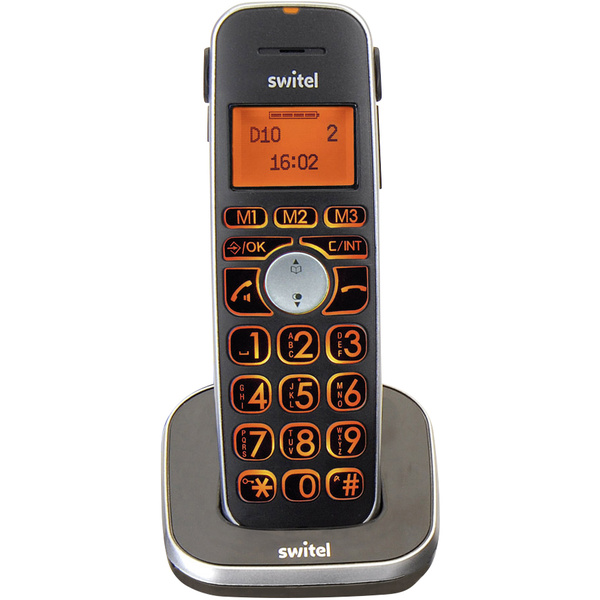 Switel D10 Vita Comfort Zusätzliches Mobilteil für Hörgeräte kompatibel LC-Display Punktmatrix Mono Schwarz/Orange