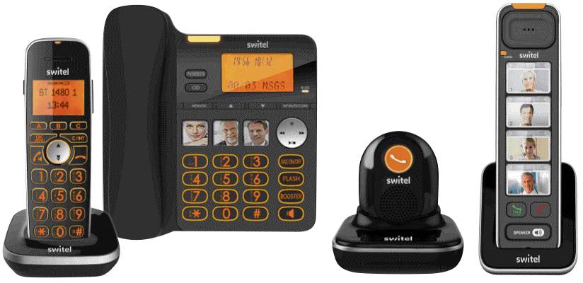 Switel D300 Vita Comfort Schnurgebundenes Seniorentelefon Anrufbeantworter, inkl. Notrufsender, inkl. Mobilteil, mit Basis