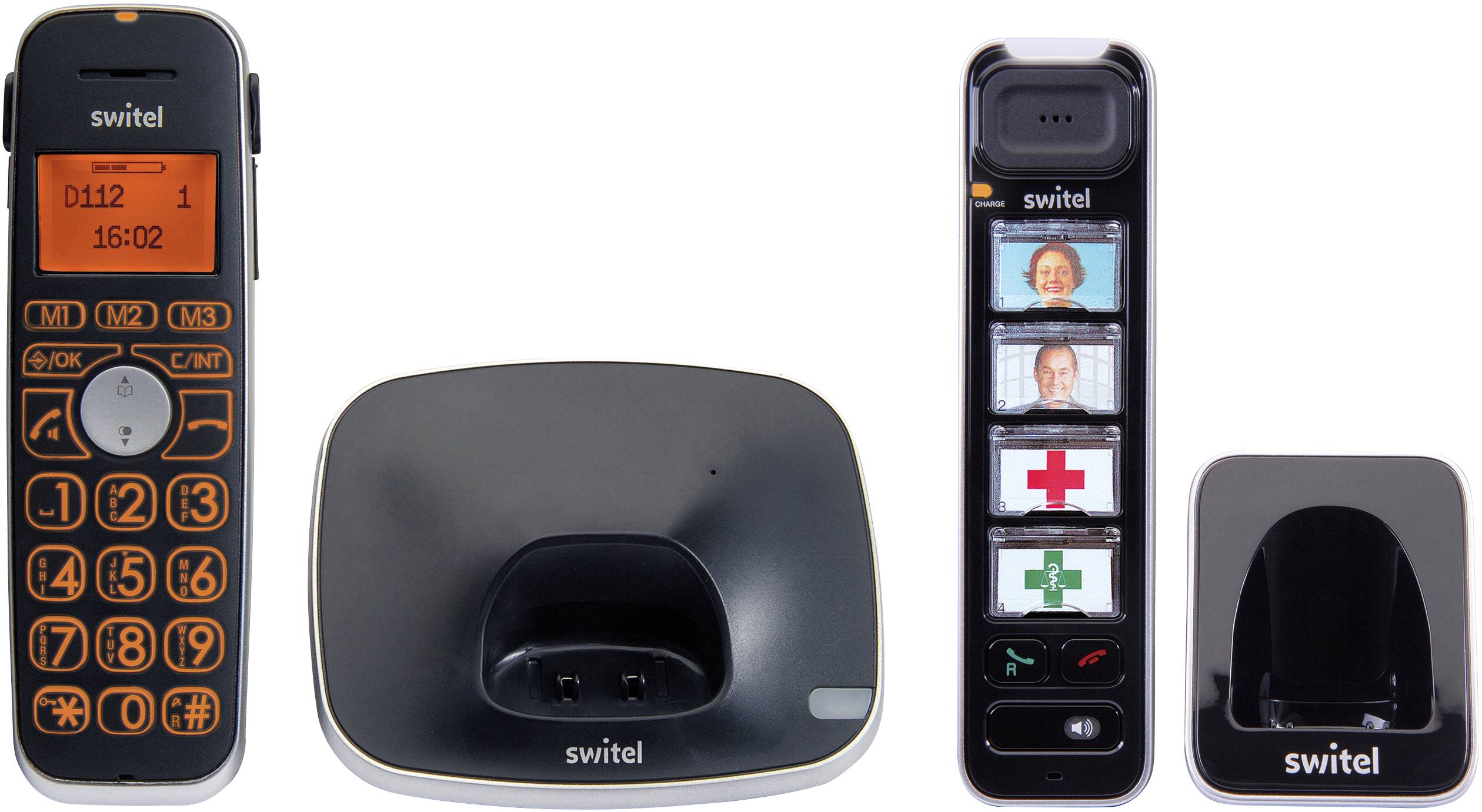 Switel D112 Vita Comfort Schnurloses Seniorentelefon Foto-Tasten, Freisprechen, für Hörgeräte kompatibel, Wahlwiederholung