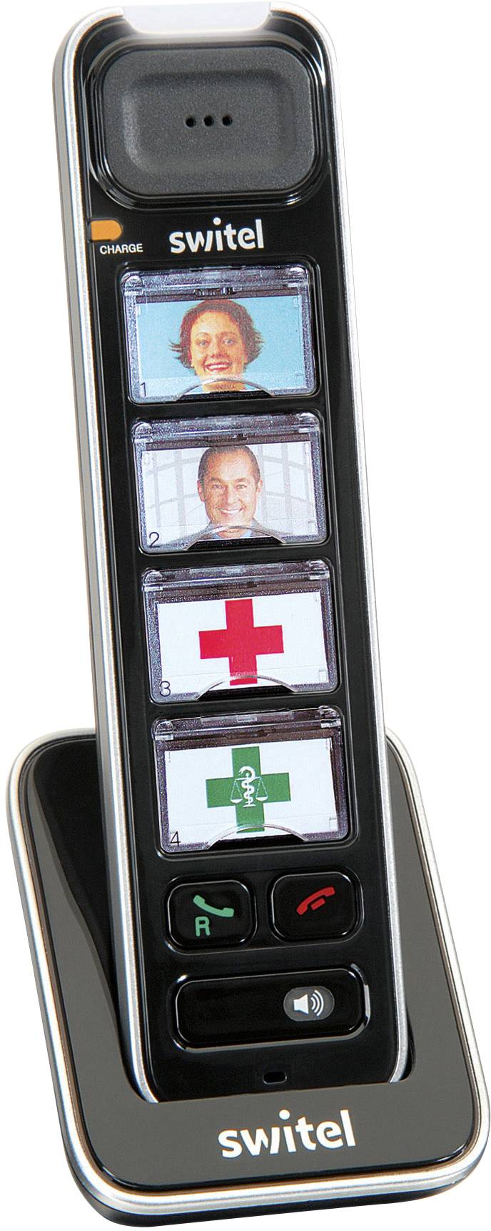 Switel D112 Vita Comfort Schnurloses Seniorentelefon Foto-Tasten, Freisprechen, für Hörgeräte kompatibel, Wahlwiederholung