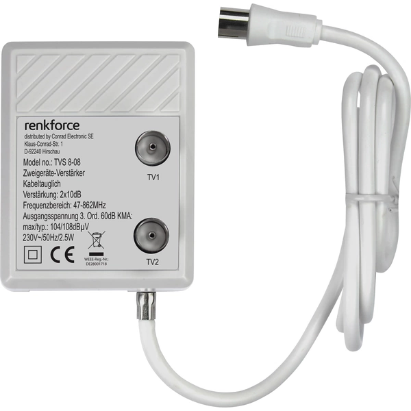 Renkforce Kabel-TV Verstärker 10 dB Renkforce Kabel-TV Verstärker 10 dB
