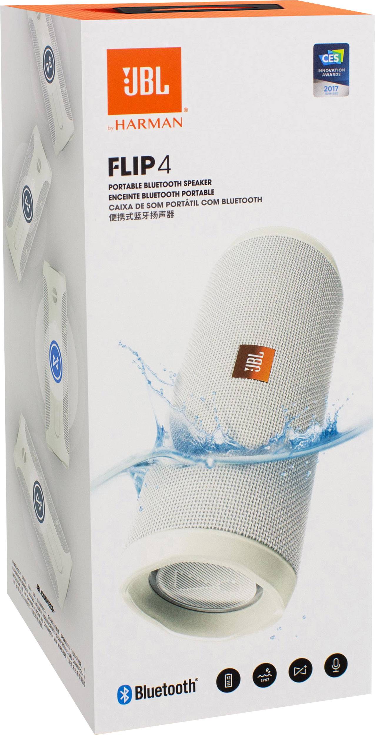 JBL Flip 4 Bluetooth® Lautsprecher Wasserfest, Freisprechfunktion Weiß