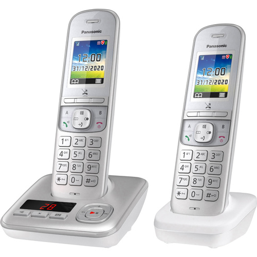 Panasonic KX-TGH722GG DECT Schnurloses Telefon analog Anrufbeantworter, Babyphone Silber