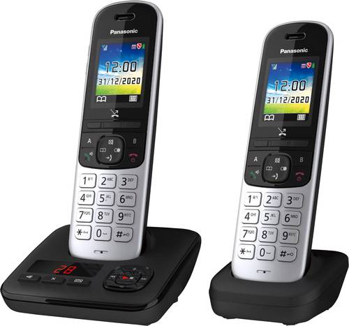 Panasonic KX-TGH722GS DECT Schnurloses Telefon analog  Anrufbeantworter, Babyphone Schwarz, Silber