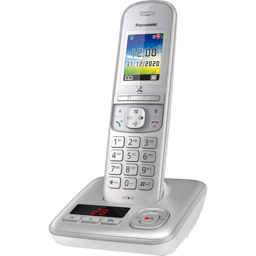 Panasonic KX-TGH720GG DECT Schnurloses Telefon analog Anrufbeantworter, Freisprechen Silber