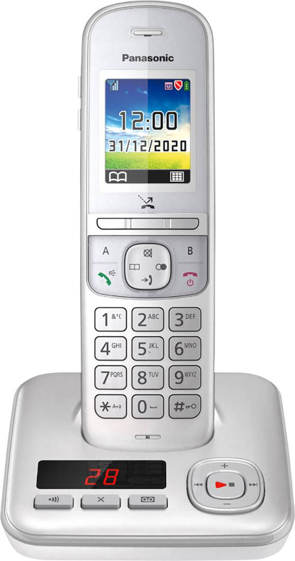 Panasonic KX-TGH720GG DECT Schnurloses Telefon analog Anrufbeantworter, Freisprechen Silber