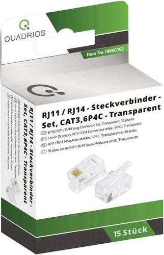 Quadrios Modularstecker Set, Polzahl 6P4C - ungeschirmt, 15 Stk. Stecker, gerade 1906C162 15St.