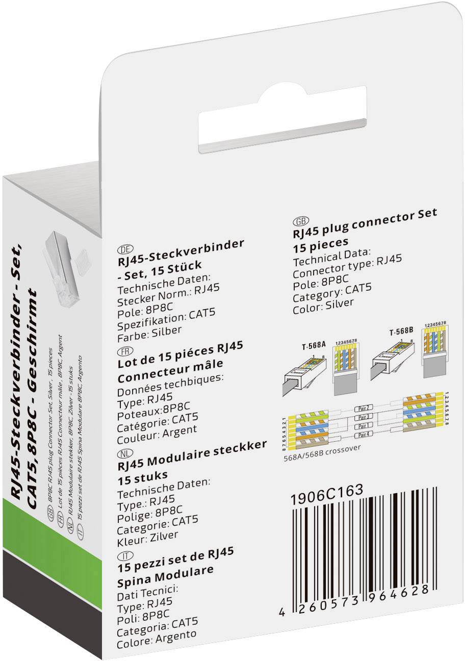 Quadrios Modularstecker Set, Polzahl 8P8C - geschirmt, 15 Stk. 1906C163 Stecker, gerade Polzahl Sensoren 8P8C 15St.